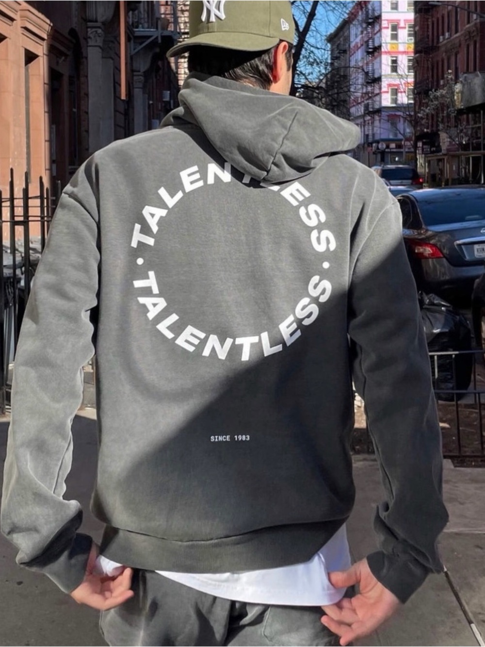 Talentless “Circle Logo Hoodie” Steel Grey Cotton Hoodie Size XL